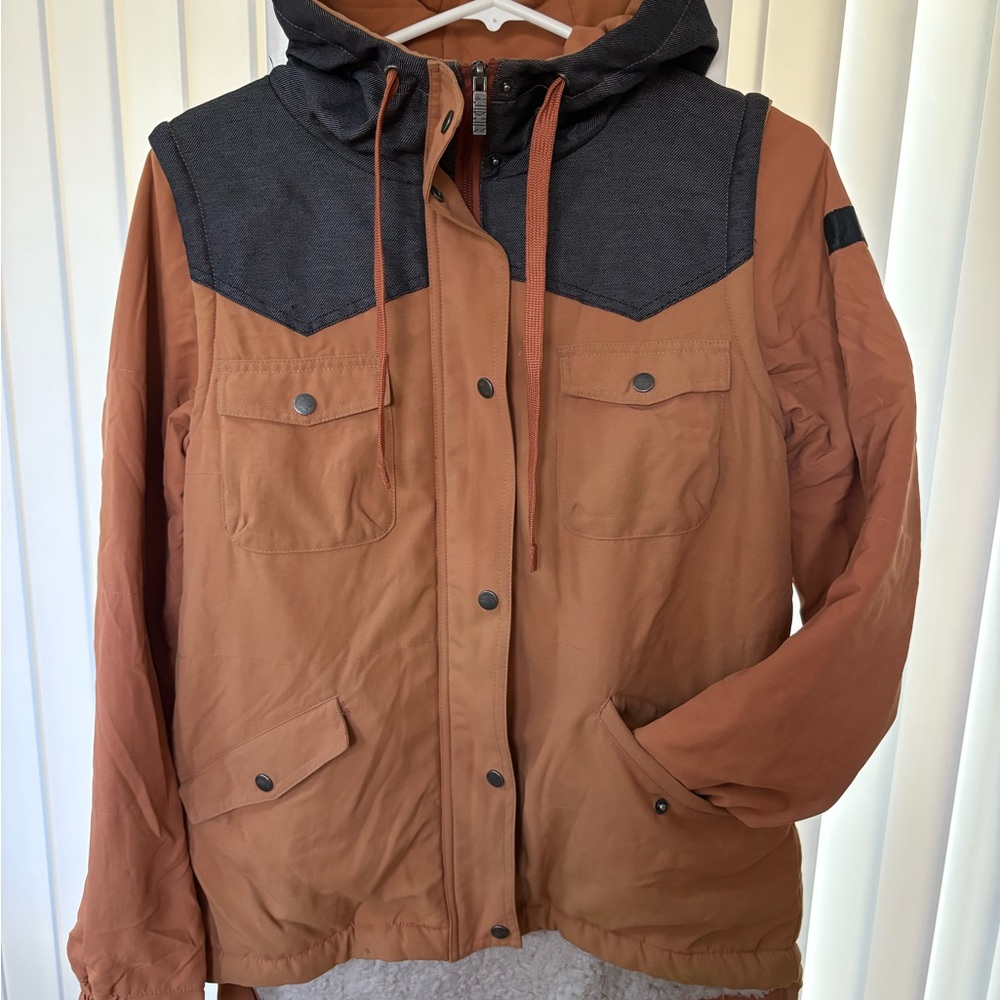 Women's Tan and Denim Convertible Jacket / Vest